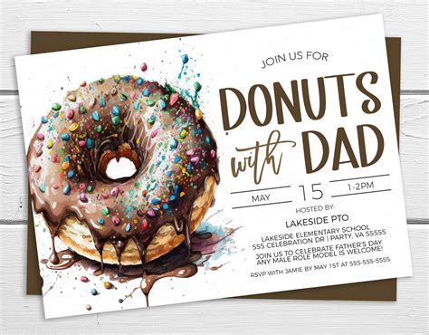 Donuts With Dad Invitation Father's Day Donut Invite - Etsy