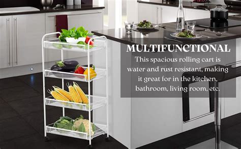 SEVVY - 4-Tier Mesh Rolling Cart/Mesh Trolley - Household Utility Cart ...