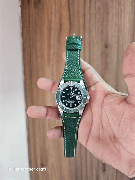 Leather watch strap for Rolex - Indianleathercraft