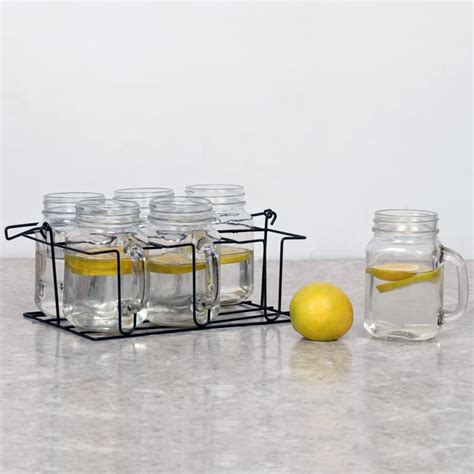 Buy Peroni Mason Mugs With Caddy- Set Of 7 Pcs. - 420 ml from Home ...