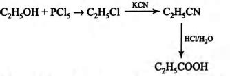 Compound ‘A’ reacts with PCl5 to give ‘B ’ which on treatment with KCN ...