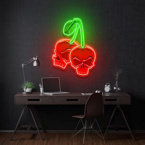 Skull Cherry Led Neon Acrylic Artwork – Laser Cut Studio