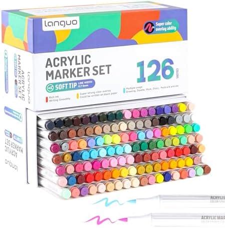 languo 126 Color Acrylic Paint Markers Set, Soft Brush Tip Acrylic ...