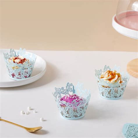 Blue Butterfly Lace Cupcake Wrapper Set of 20 Online - Premium Mould ...