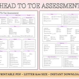 Buy Head to Toe Assessment Template Nursing Checklist | Nursing Student ...