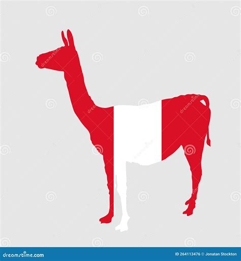 Peru Flag Over Vicuna National Animal Vector Silhouette Illustration ...