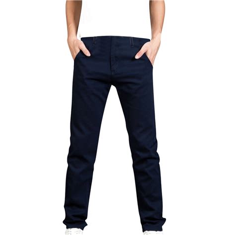 EchfiProm Denim Pants Pants For Men Casual Slim Fit Blue Long Jeans ...