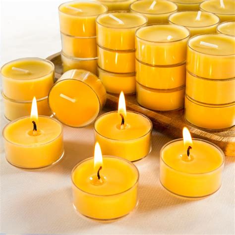 Amazon.com: Capaniel 48 Packs Beeswax Tealight Candles- 4 Hour Burn ...
