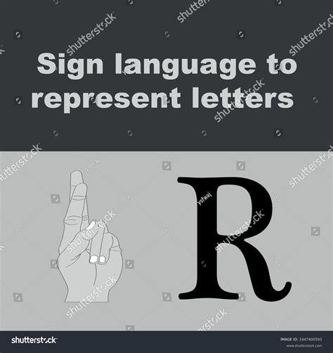 R Sign Language Alphabet Asl Representing Stock Vector (Royalty Free ...