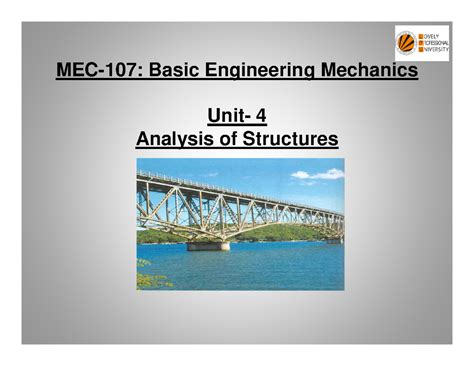 Trusses - heyy - MEC-107: Basic Engineering Mechanics Unit- 4 Analysis ...