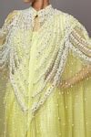 Buy Yellow Georgette, Net Pearls, Baroque Embellished Scallop Cape ...