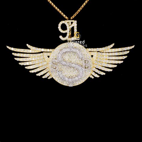 Customized Iced Out S Wings Moissanite Diamond Bust Down Pendant ...