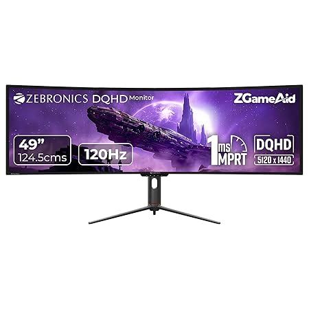 ZEBRONICS N49A 49"" (124.5 cm) 1800R Curved Ultrawide Gaming Monitor ...