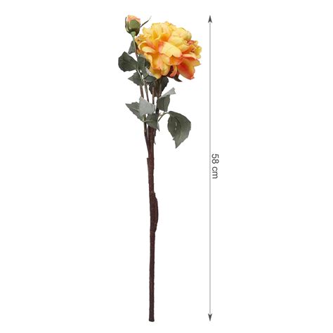 Blume Artificial Flower Rose Stem 58cm in Yellow Colour By Living Esse