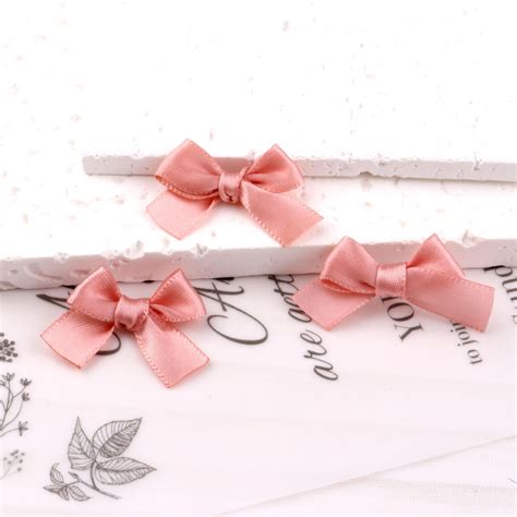 Leather Pink Ribbon 3cm bow mini hairpin (10 Pc Set Card packing ...