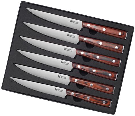 Amazon.com: WALLOPTON Set of 6 Steak Knives - Sturdy Full Tang Wood ...