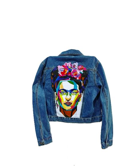 Hand painted Frida Kahlo Icon Bluejeans Jacket – Hola Souq
