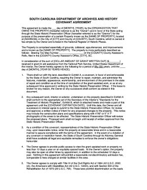 Fillable Online shpo sc Sample National Park Service & SHPO Covenant ...