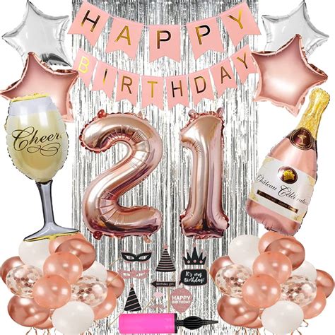 Buy 21st Birthday Decorations For Her Rose Gold 21 Birthday Decorations ...