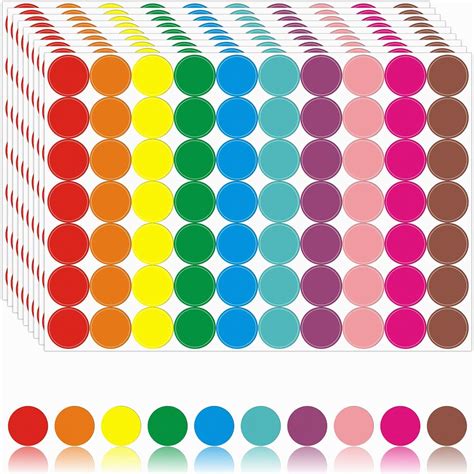 Buy 2100 PCS 3/4 Inch Dot Stickers Circle Color Coding Labels, 10 Color ...