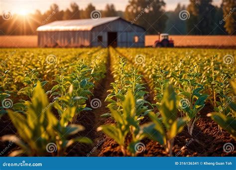 Modern Industrialized Agriculture Using Technology, Agritech Farming of Crops Stock Illustration ...