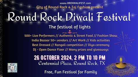 Round Rock Diwali Festival 2024 - Festival of Lights, Centennial Plaza ...
