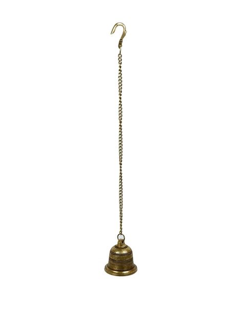 Buy CraftVatika Gold-Toned Brass Hanging Bell with Attached Chain ...