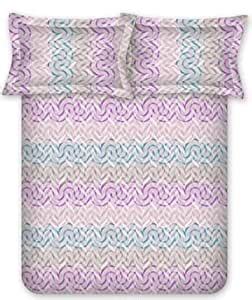 Bombay Dyeing 120 TC Cotton Magenta Epigram Double Bedsheet with 2 ...