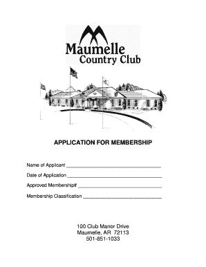 Fillable Online Application for membership - Maumelle Country Club Fax ...