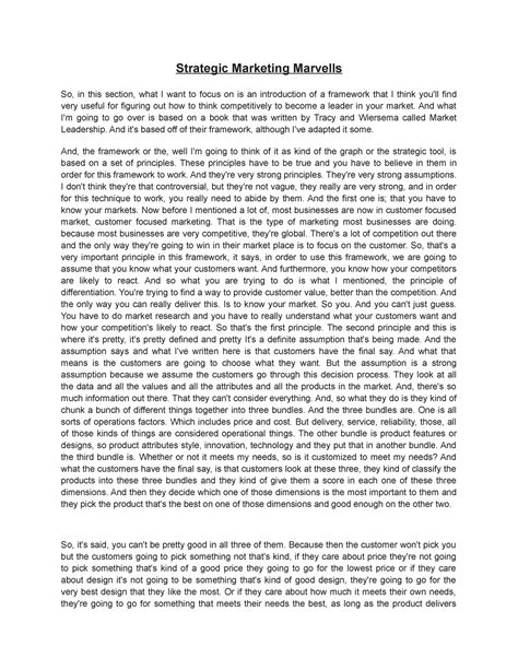 Strategic Marketing Marvells - And what I'm going to go over is based ...