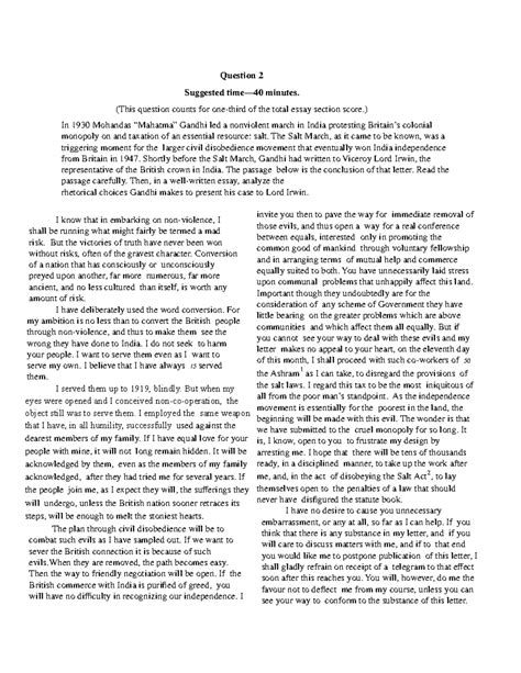 AP Lang Rhetorical Analysis Essay Example: Prompt- Ghandhi Speech ...