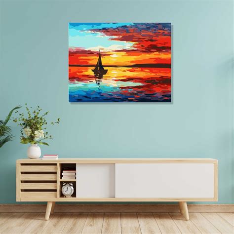 Abstract Boat Scenery Canvas Wall Painting | Cotton Stretched Canvas ...