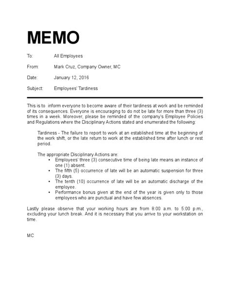 Example of MEMO (Technical Writing) | PDF