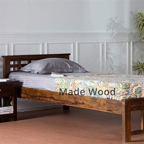 MADE WOOD Solid Sheesham Wood Single Size Bed Without Storage for ...