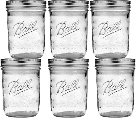 Amazon.com: Wide Mouth Mason Jars 16 oz - (6 Pack) - Ball Wide Mouth ...