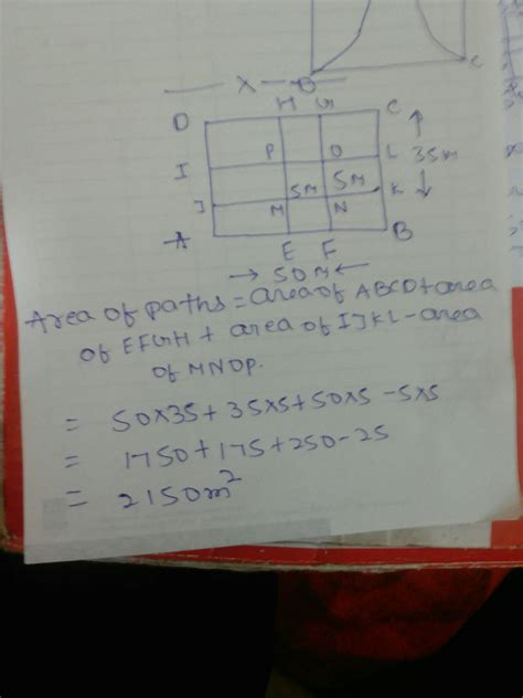 two path drawn insideva rectangular field 50m long 35m wide.the width ...