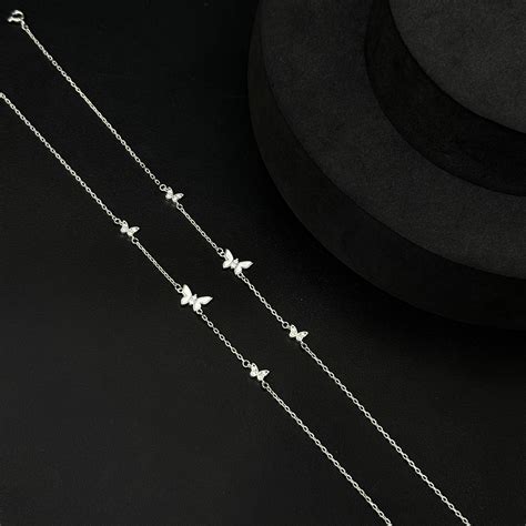 Silver Ladies Anklet_Triple Butterfly SS – Silver Store Chennai