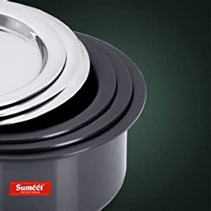 Buy Sumeet Aluminium Non-Stick Anodized Tope Set, 700Ml, 1L, 1.4 L, 3 ...
