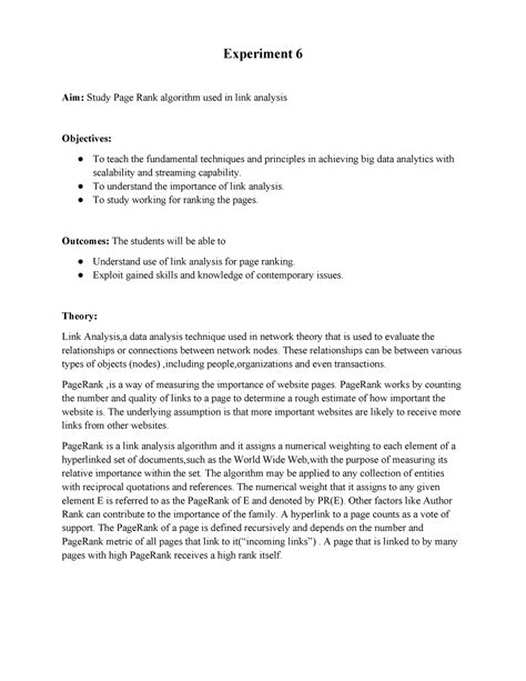 Experiment 6 bda notes - Computer Engineering - MU - Studocu