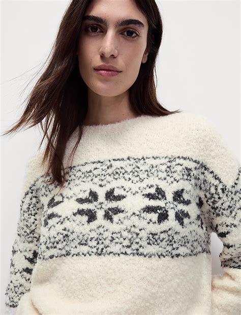Buy Fair Isle Crew Neck Relaxed Fit Jumper at Marks & Spencer