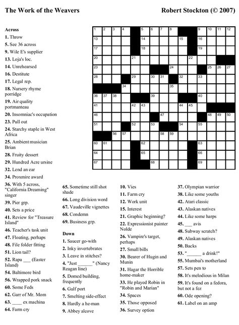 Printable Thomas Joseph Crossword Puzzle For Today | FREE Printable HQ