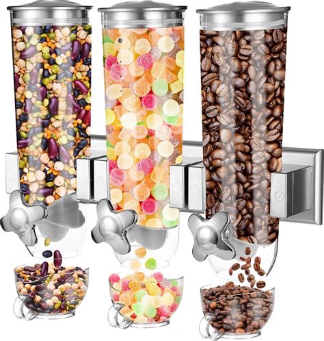 Amazon.com: Nitial 2 Pieces Cereal Dispenser Wall Mounted 4.5L Triple ...