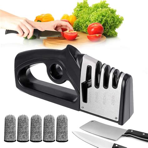 Knife Sharpener, Kitchen Knife Sharpener, Knife Sharpener 4 in 1 ...