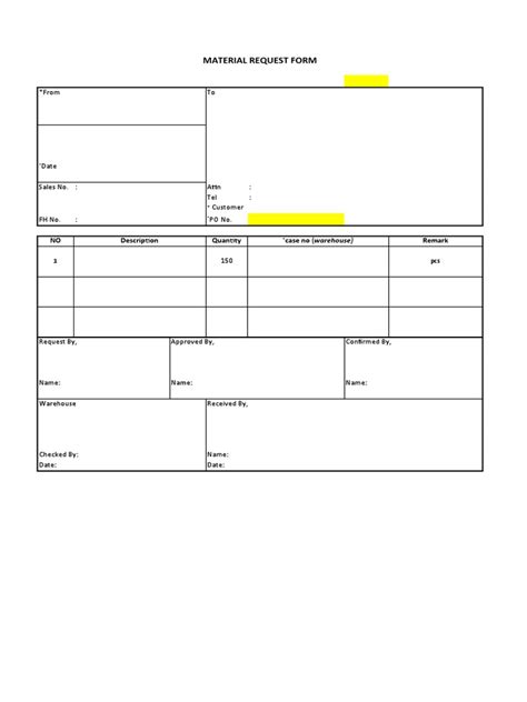 Image result for Material Request Form