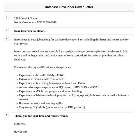 Image result for Database Developer Cover Letter