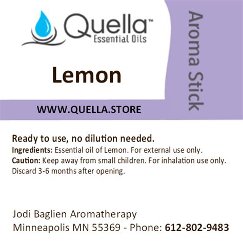 Lemon Aroma Stick - Quella Essential Oils