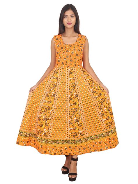Buy Bajrang Textiles Women's 100% Pure Cotton Jaipuri Printed Maxi ...