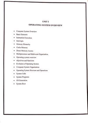 OS Unit 1 Notes - UNIT - 1 Introduction An operating system acts as an ...