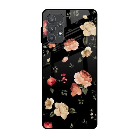 Black Spring Floral Samsung Galaxy A52s 5G Glass Back Cover - Flat 35% ...