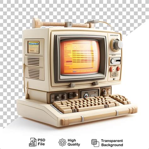 Premium PSD | 3d old vintage computer on transparent background